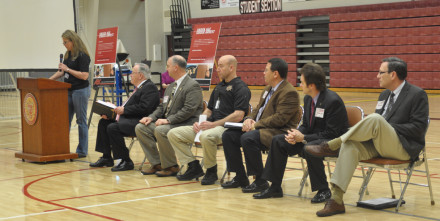 Assistant Principal Tandy Shumate introduces state dignitaries. 