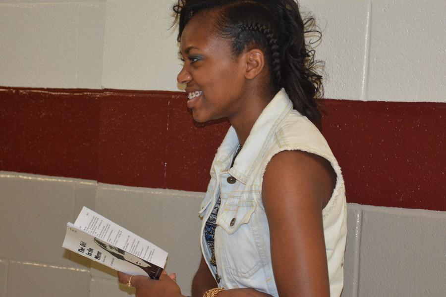 Senior Kennedy Moore practices her lines for an upcoming performance. Moore will perform in the play. 