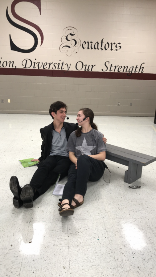 The two leads, seniors Chris Ahlf and Megan McNabb, rehearse their lines. 