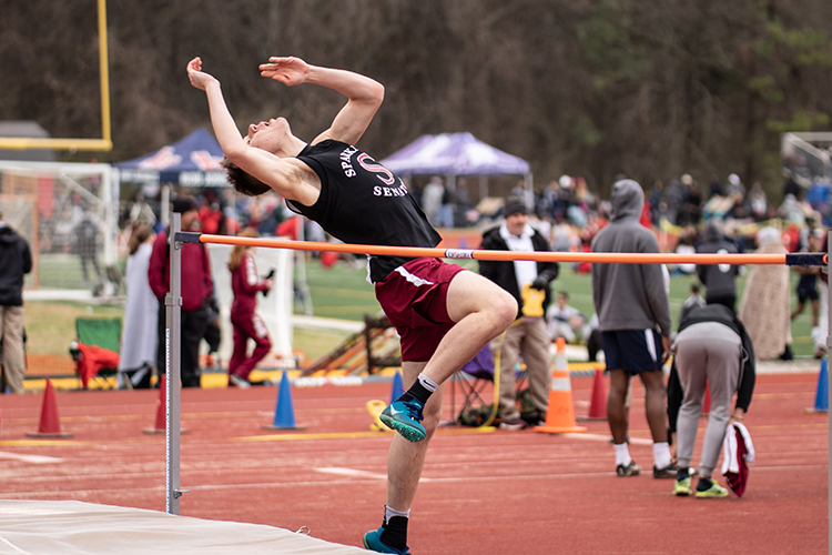 Senior Adam Depew prepares to make a jump.