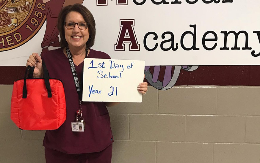 Medical Academy teacher, Mrs. Kim Goins, works on her 21 year of teaching this year.