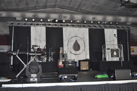 The stage for the Hydrate assembly waits for the performers. The assembly was held Oct. 22 during the school day for SHS and at night for the community. 