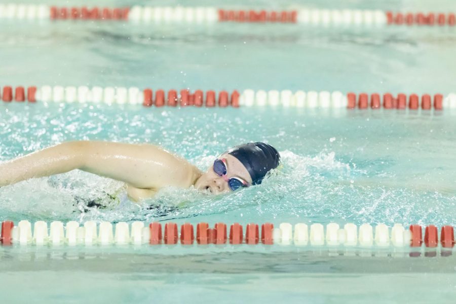 Sophomore Jayme Simmer swims in the recent sectionals meet. Simmer was the only swimmer to qualify for state competition in Auburn. 