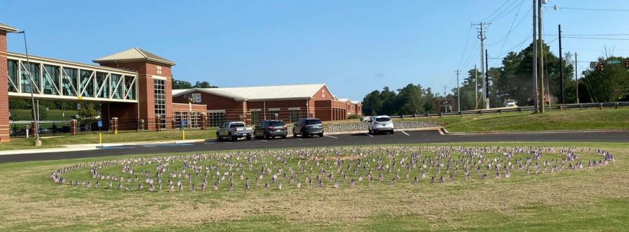 Hiles new club remembered the anniversary of Sept. 11 with the placement of American flags. 
