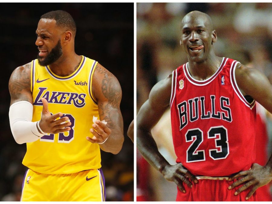 The+great%2C+G.O.A.T.+debate+centers+around+Michael+Jordan+and+Lebron+James.+