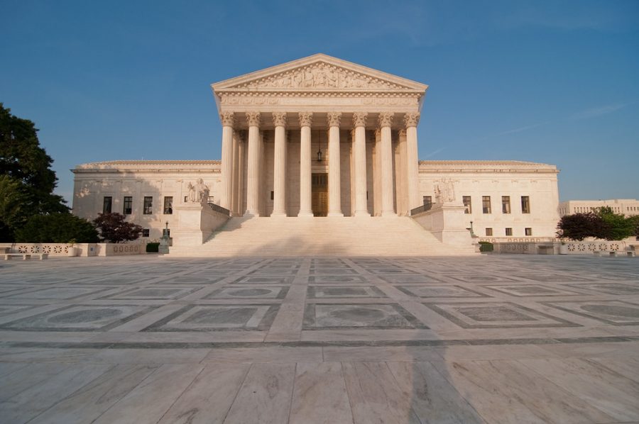 The Supreme Court building looms large in Washington, D.C. 