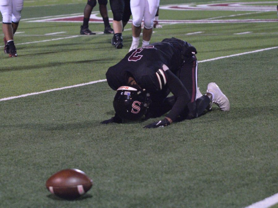 Senior Kameron Foley shows his emotion at dropping a pass. 