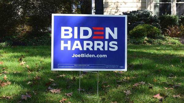 A Biden/Harris sign graces a lawn in the Monrovia area. 