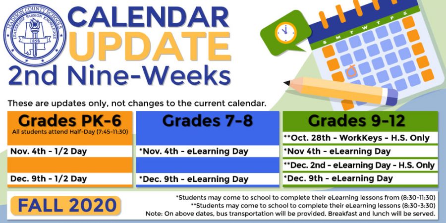 New Calendar Update Includes Multiple E-Learning Days