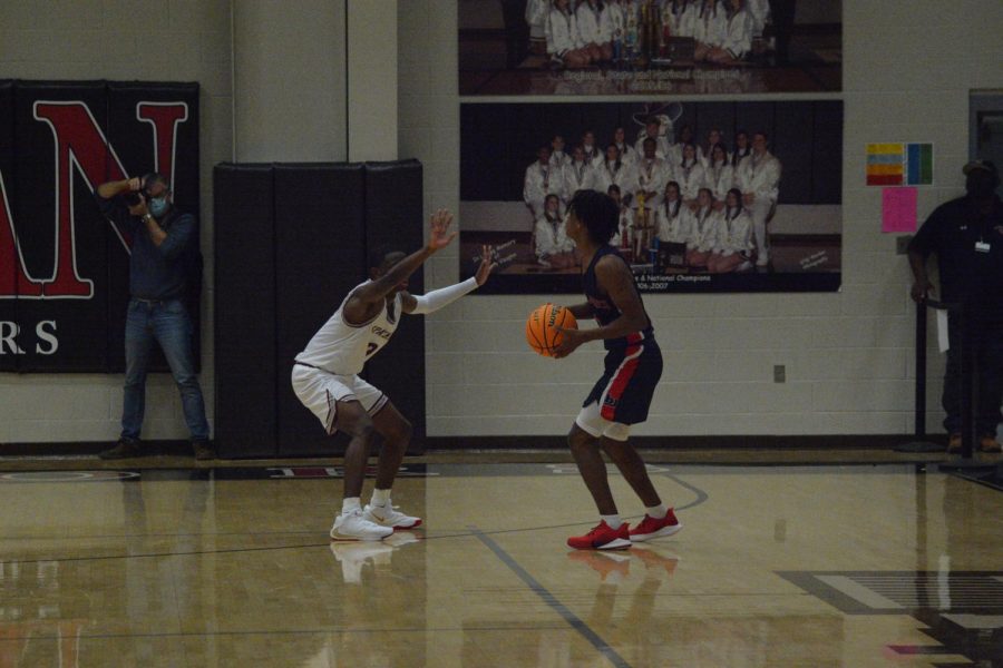 Junior Calen Lightford defends the Bob Jones offense. 