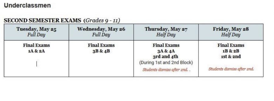 Final Exam Schedule Set