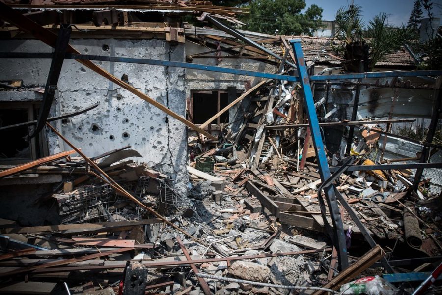 A house in Israel is destroyed by an Hamas bomb. 