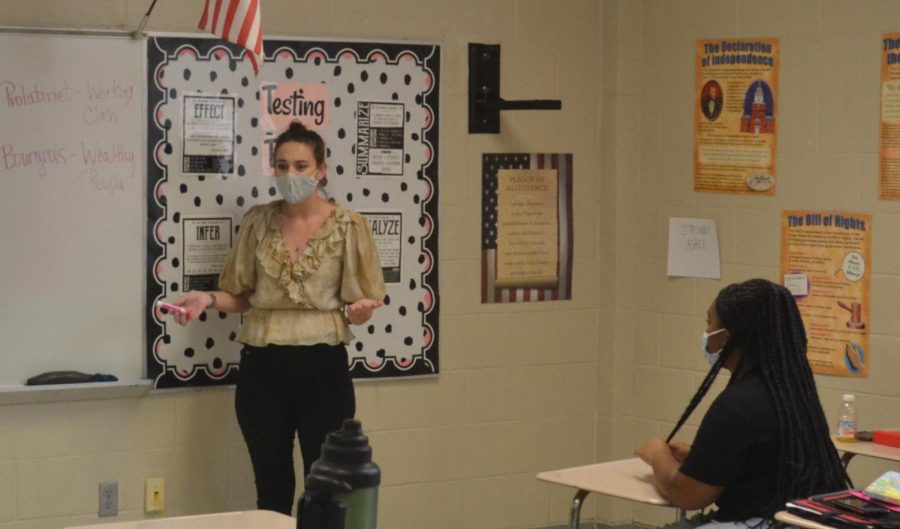 History teacher, Katilyn Brewer, teaching her class