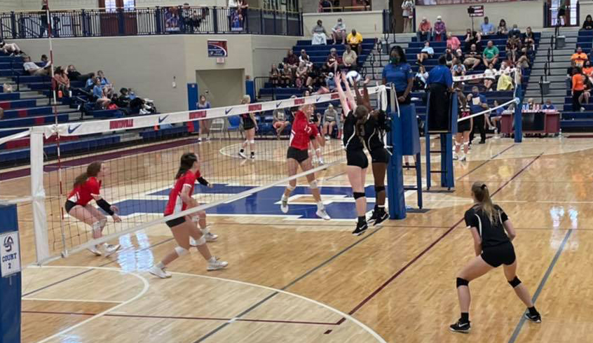 The volleyball team faces off against Hazel Green in the first match of the Iron Man Tournament. 