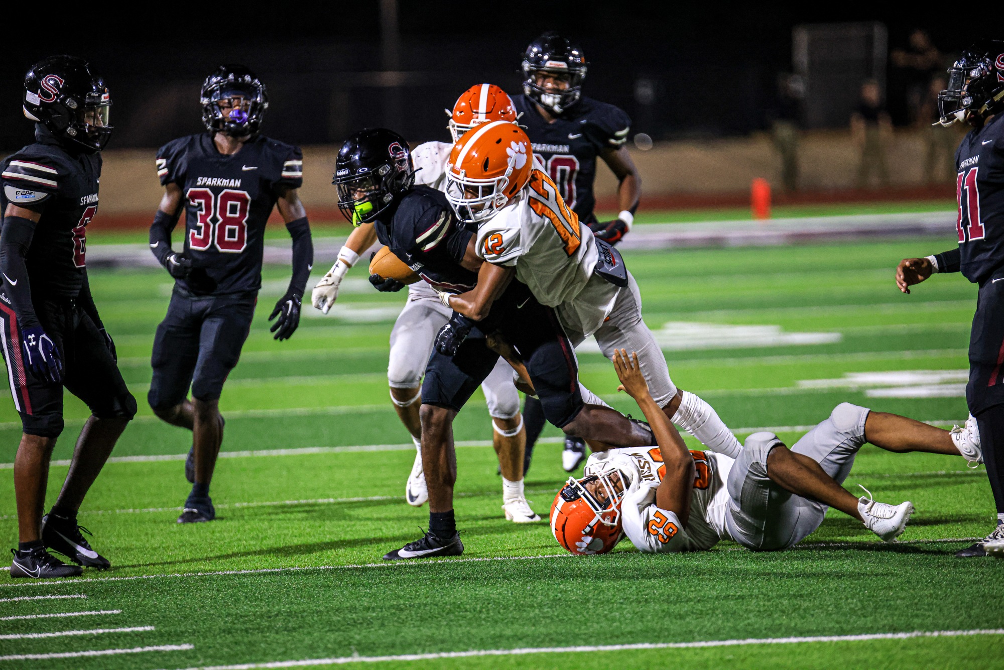 Senior Jayden Chambers returning a punt.