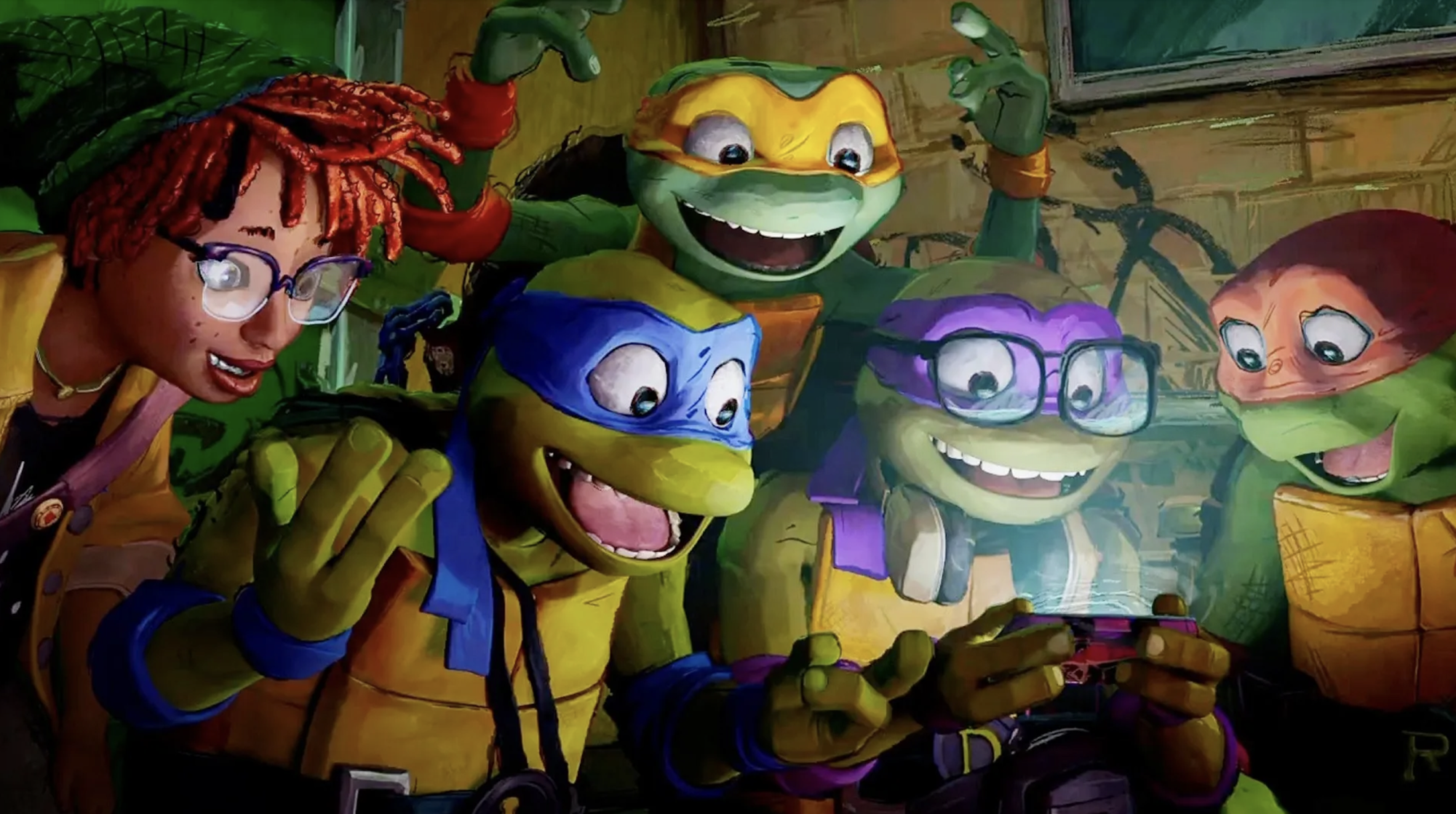 Screen-clip from the new movie, Teenage Mutant Ninja Turtles: Mutant Mayhem.
             Courtesy of Paramount Pictures