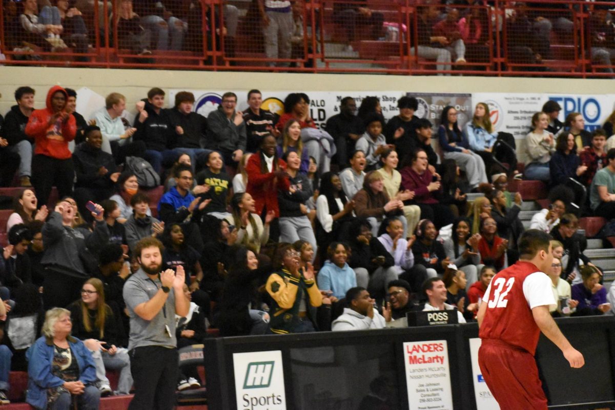 The Sparkman student body cheer on our SLC players in the game versus Decatur.