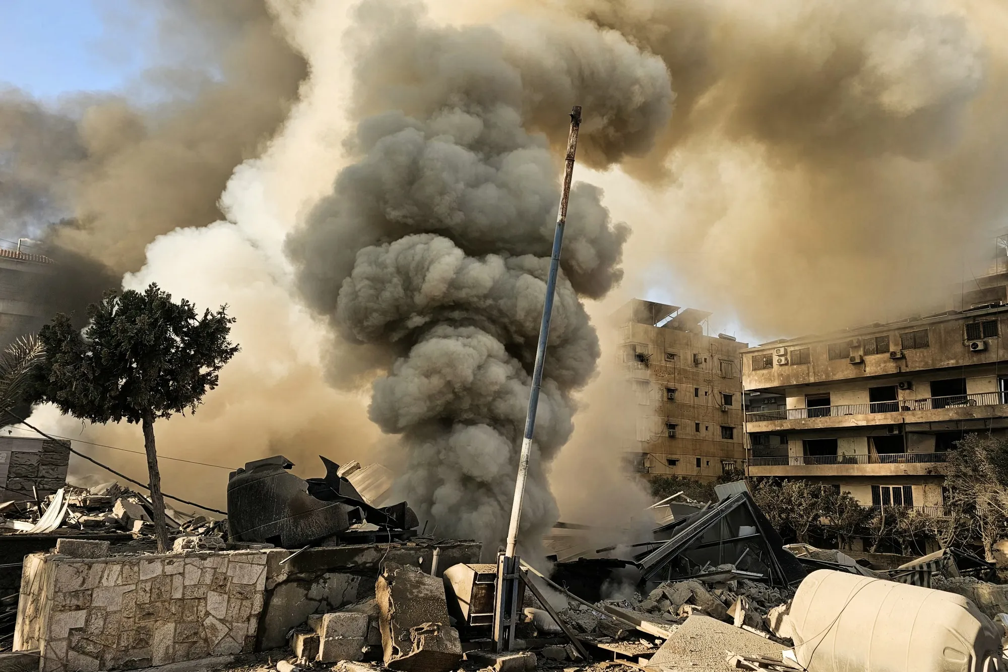 The site of an Israeli airstrike in southern Beirut, Lebanon.